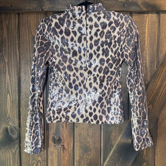 A.L.C. Marshall Sequin Leopard Animal Print Top - Picture 5 of 9